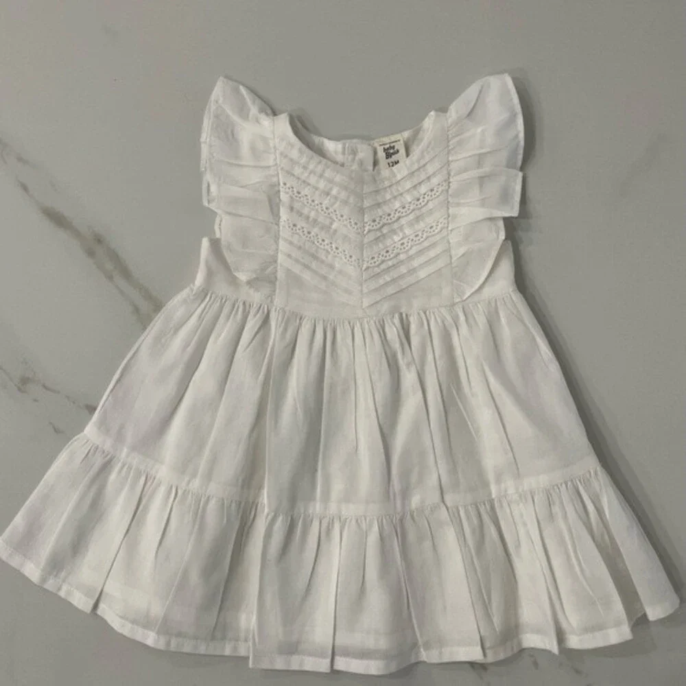 Baby Oshkosh Baby Girl White Eyelet Ruffle Tiered Sundress 12 Month